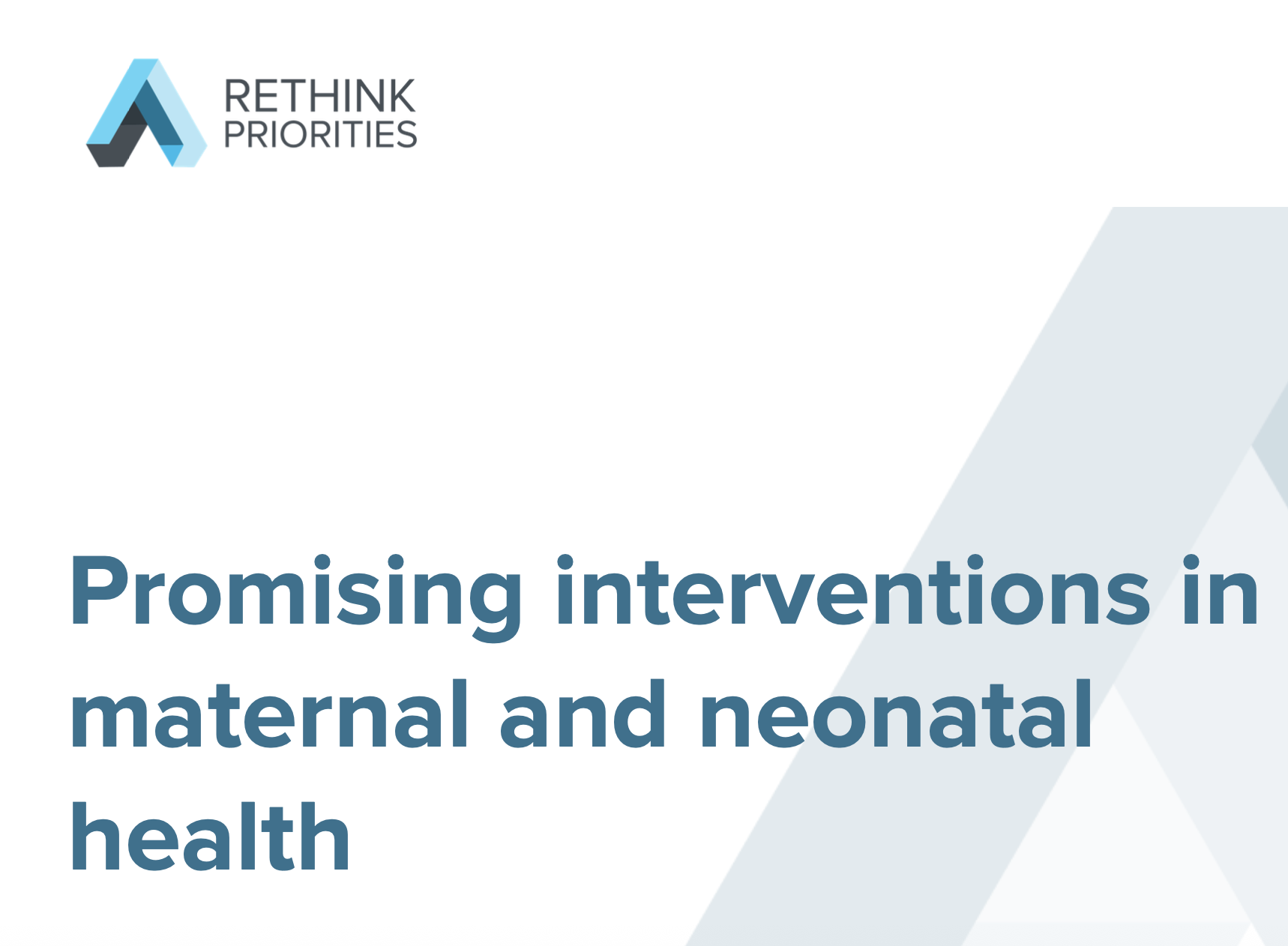 Figure from Promising Interventions in Maternal and Neonatal Health